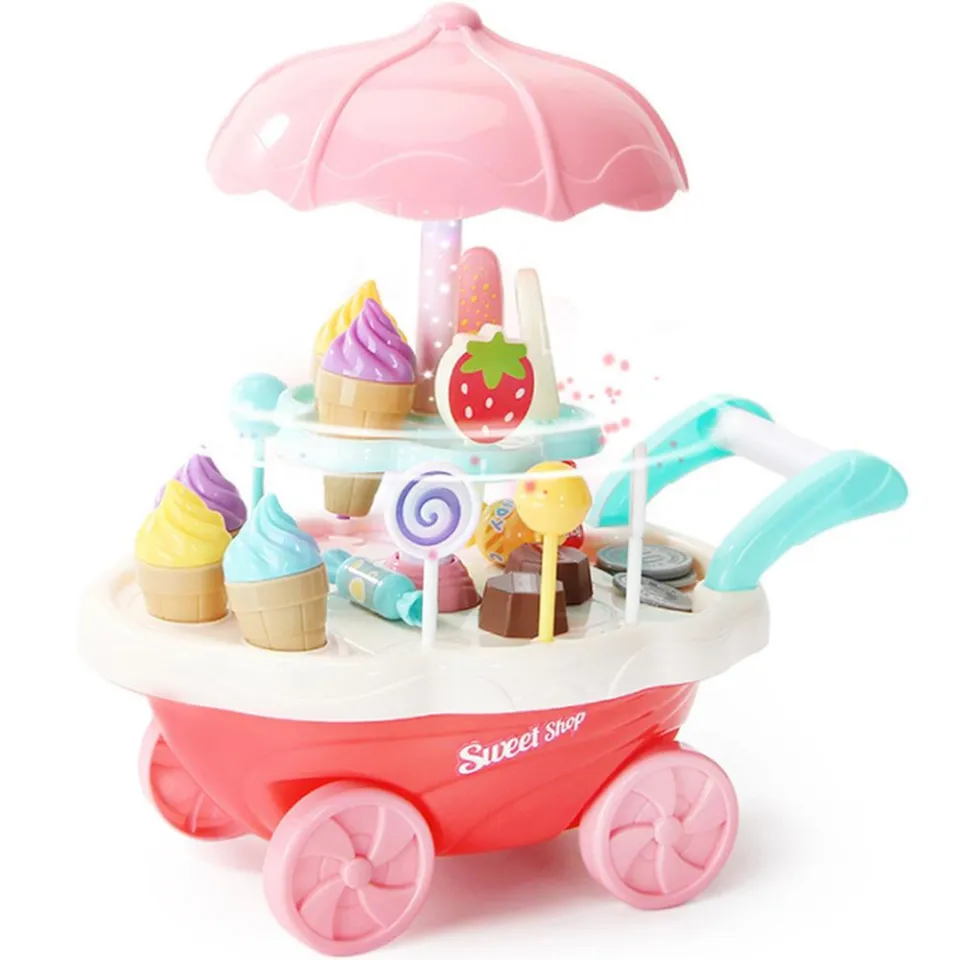 Bizzy Ice Cream Candy Cart Pretend Play Food, Dessert And Cash