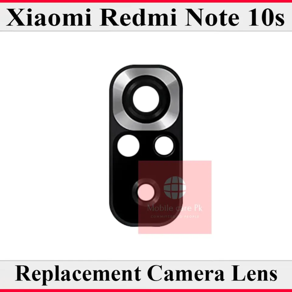 Ricambio COMPATIBILE con Xiaomi Redmi Note 10 / Note 10S / M2101K7BG M2101K7BI M2101K7AI M2101K7AG vetro posteriore vetrino scocca lente obbiettivo Cornice RING fotocamera BACK camera (Nero