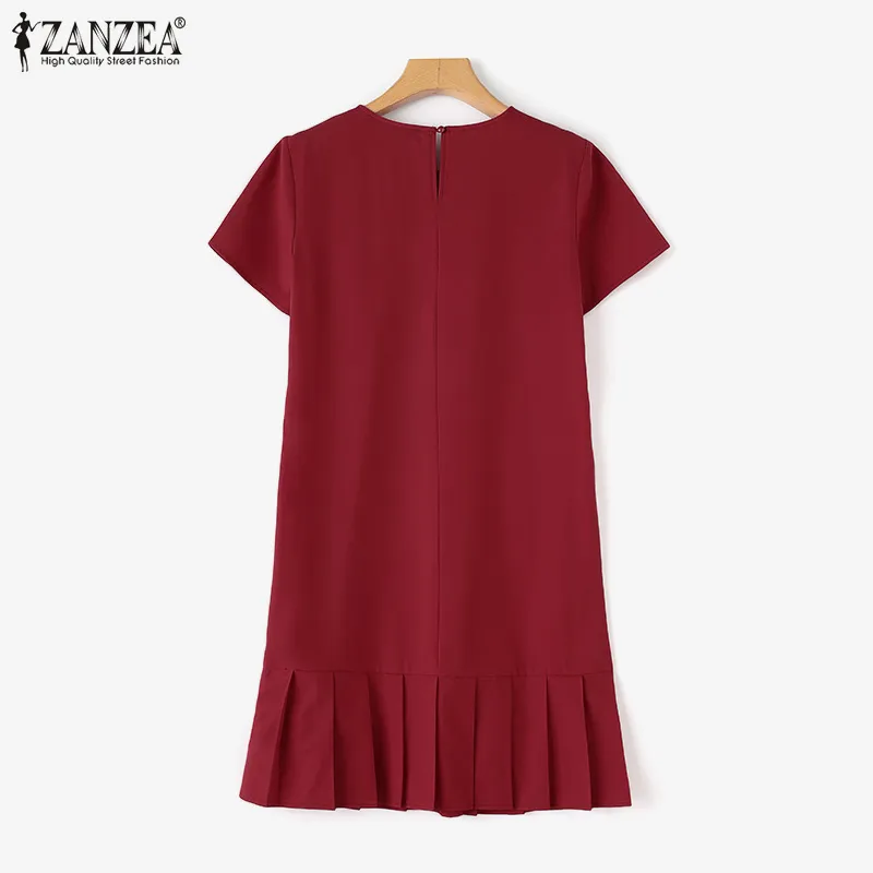 ZANZEA Korean Style Women Summer Short Sleeve O-Neck Plain Knee Length Shift Dresses | Daraz.lk ZANZEA Korean Style Women Summer Short Sleeve O-Neck Plain Knee Length Shift Dresses | Daraz.lk