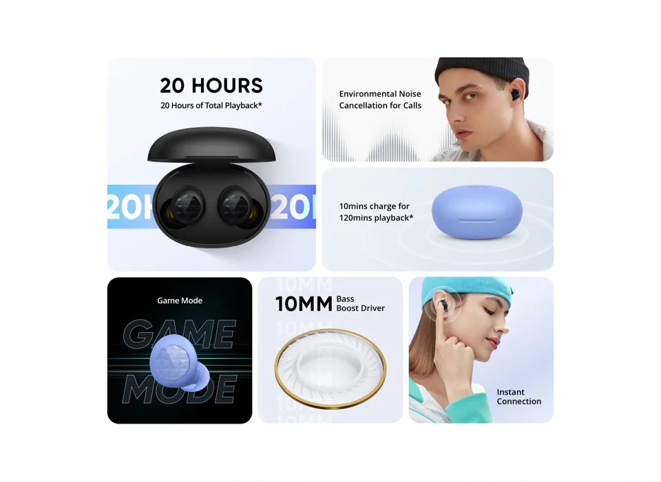 realme Buds Q TWS Earphones Wireless Bluetooth Earbuds Noise