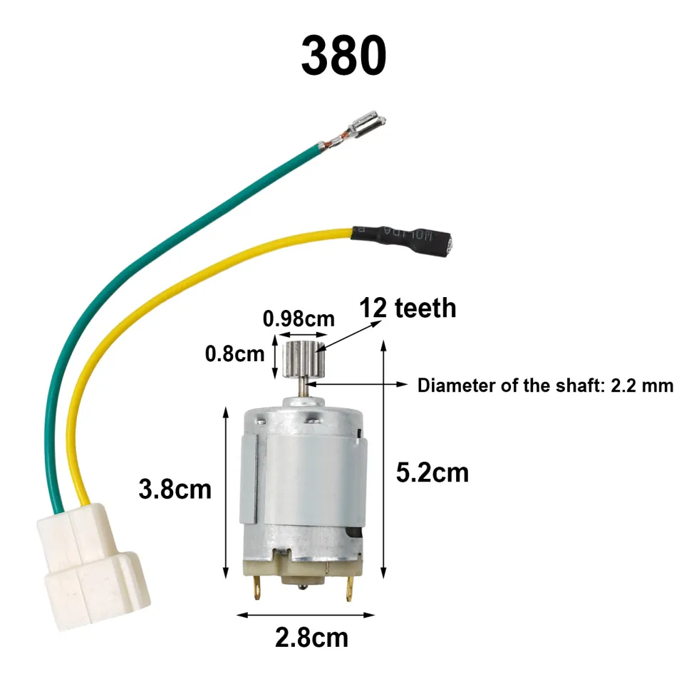 Moteur électrique 550/390/380/555 – 6V/12V/24V, 10 Ou 12 Dents, Pour Voiture Enfant (12V 15000 Tr/min)