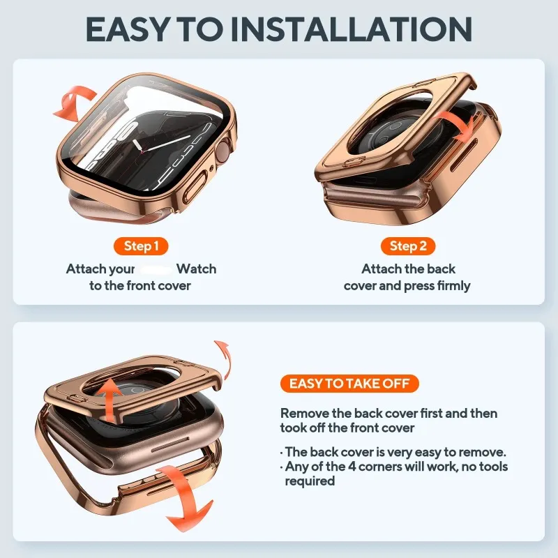 Waterproof Cover for Apple Watch Case 44mm 40mm 41mm 45mm Screen