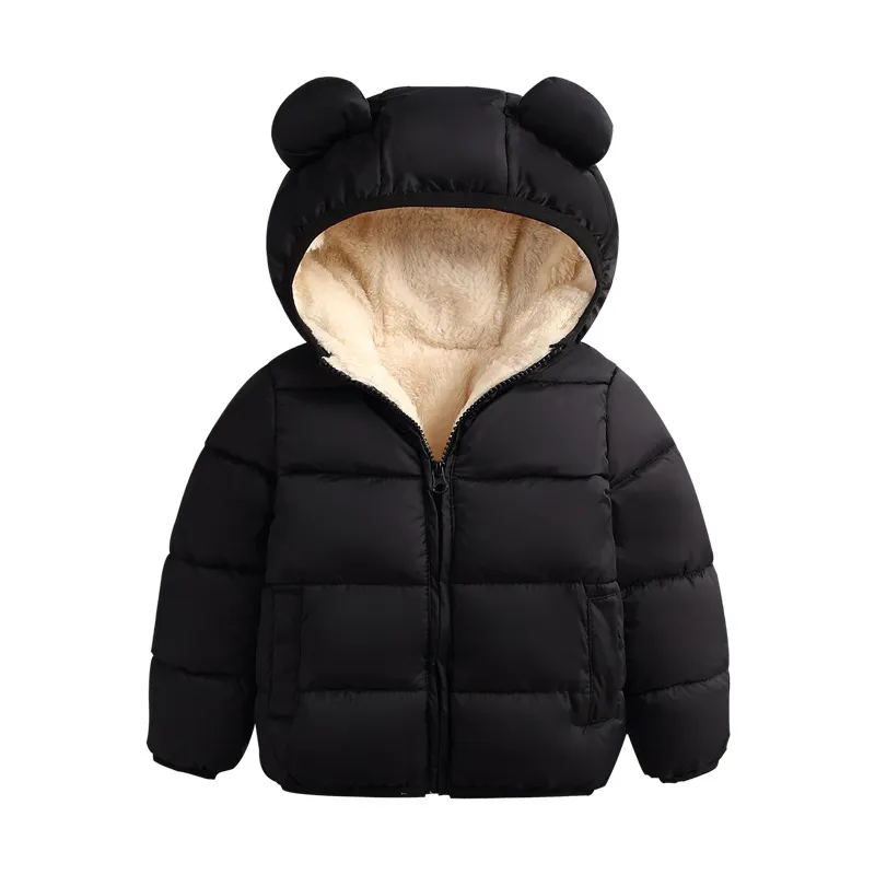 Baby Winter Coat Kids Casual Solid Cute Ear Hooded Down Jacket
