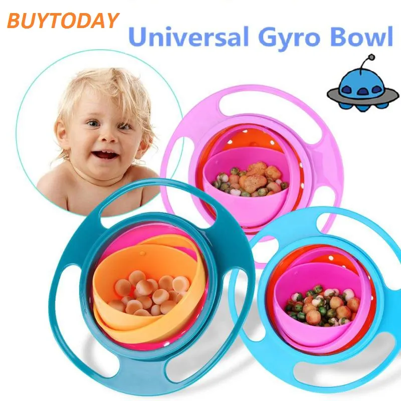 Magic Gyro Bowl 360 Rotate Spill-Proof Infants Toddler Baby Kids Training Feeding 360° Degree Rotatable Rotation Spill-Resistant Gyroscopic Children Rotary Balance Food Grade Children's Tableware Universal Practical Design Dishes Eating Bowls Learning
