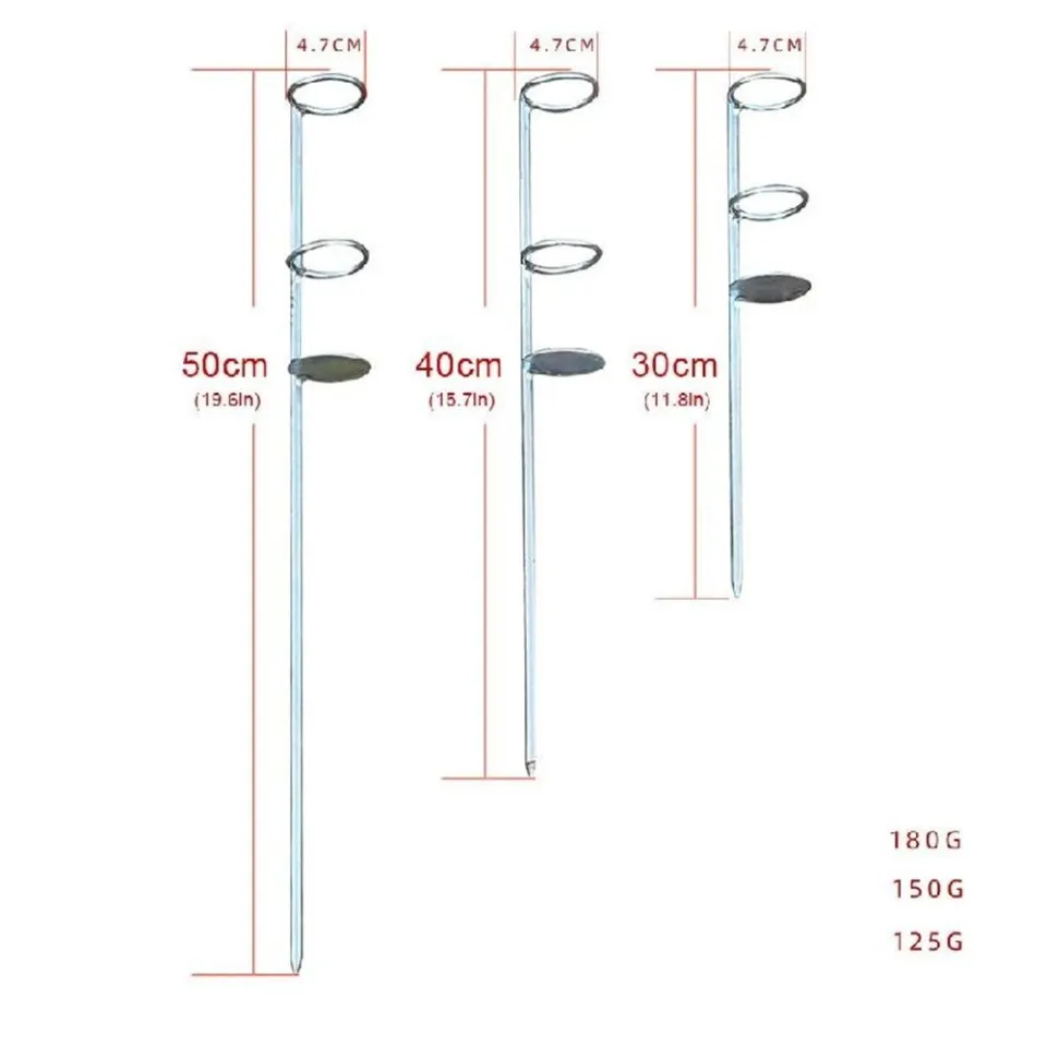 Heavy-Duty Stainless Steel Ground Fishing Rod Holder - 30/40/50cm (Choose Size) Single Spike Support Tool