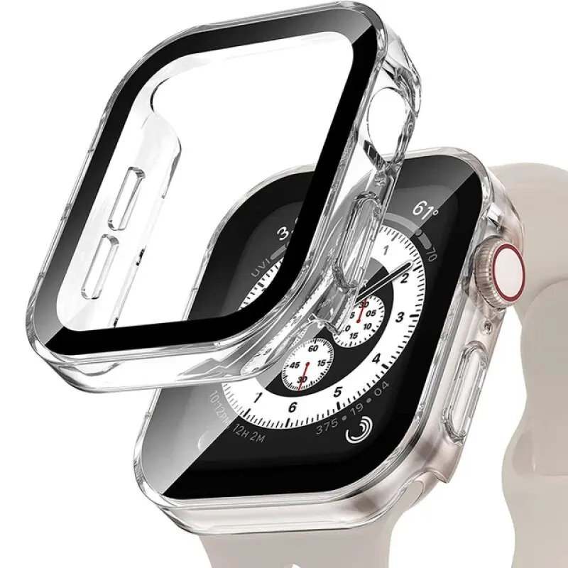 Tempered Glass Case for Apple Watch 45mm 41mm 44mm 40mm Screen