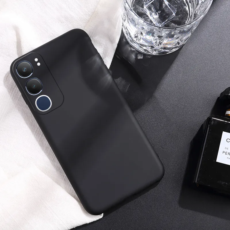 SEAHAI Cover per Vivo Y19s, Custodia Protettiva Ultra Sottile ed Elegante in Silicone TPU, Vetro a Colori Sfumato AntiGraffio Antiurto Case, Blu Elegante
