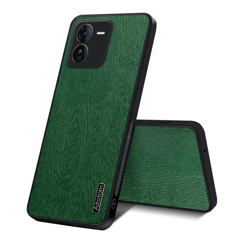 For VIVO IQOO Z9 Z9X Case Wood Texture Canvas Hrad