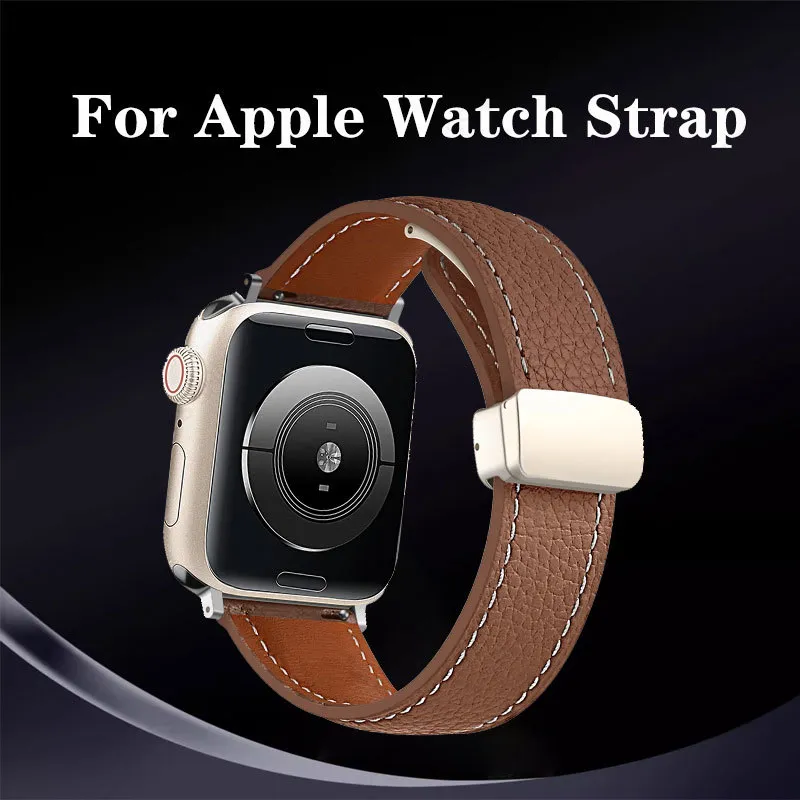 Genuine Leather Strap for Apple Watch Band 49mm 41mm 38mm 40mm