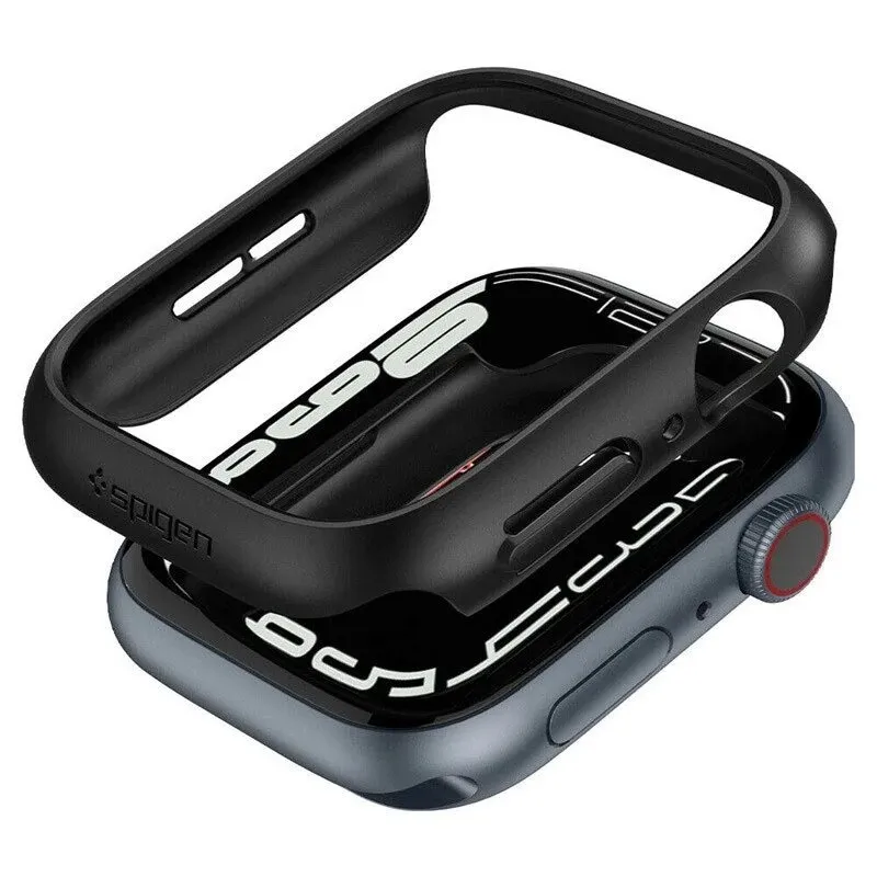 Original Spigen Thin Fit Case For Apple Watch SE Ultra Ultra2  49mm 45mm 41mm 44mm 40mm PC Anti-fall Frame Case Shockproof Slim Cover