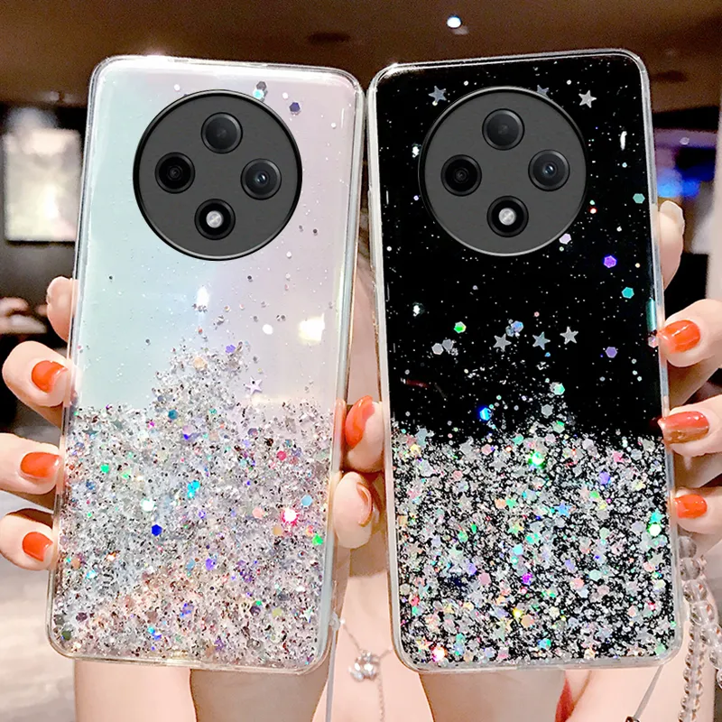 Glitzer Hülle Mit Ringständer Für Oppo Reno 12F/12 FS – Transparent, Bling-bling Pailletten In Lila