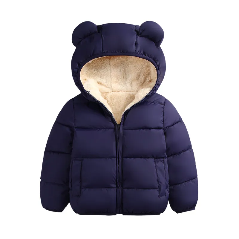 Baby Winter Coat Kids Casual Solid Cute Ear Hooded Down Jacket