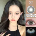Mrs.H Big Eyes Brown Grey Colored Doll Eye Contact Lenses soft lens 14.2-14.5mm Monthly Power 0-8.00 Free lens Case. 