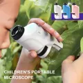 Mini Pocket Microscope Kit 60-120x Lab Handheld Microscope Battery Powered Microscope with LED Light Kids Science Microscope. 
