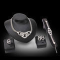 Trendy 4Pcs/set Luxury Jewelry Sets Link Chain Geometric Circle Metal Necklace Bracelet Earrings Ring Jewelry for Girls for Wedding.