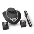 Trendy 4Pcs/set Luxury Jewelry Sets Link Chain Geometric Circle Metal Necklace Bracelet Earrings Ring Jewelry for Girls for Wedding.