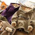 2024 Winter Kids Hoodies Boys Girls Fashion Letter Sweatshirts Teen Thicken Plus Velvet Warm Coats Children Autumn Clothing. 