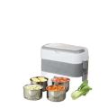 Cooking Lunch Box 4 Liners Stainless Steel Electric Lunch Box 4 In 2 Layer Thermal Heating Food Steamer Cooking Container 2L White 220W. 