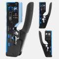 RJ45 Crimp Plier Pass Through Crimper Stripper Cutter for Cat7 Cat6 Cat5e 8P8C Modular Connector Ethernet All-in-one Wire Tool.