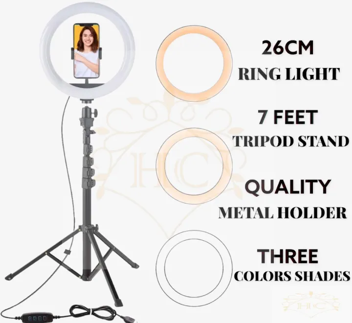 26CM%20Selfie%20LED%20Ring%20Light%20with%207ft%20height%20Stand%20Cell%20Phone%20Holder%20Dimmable%203%20Light%20Modes%20for%20Live%20Stream,%20Makeup,%20Facebook,%20YouTube,%20Instagram,TikTok,%20Twitter%20-%20Image%208