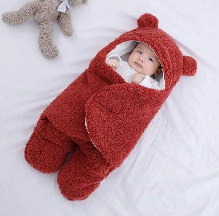 Newborn outdoor windproof plush solid colour soft baby blankets
