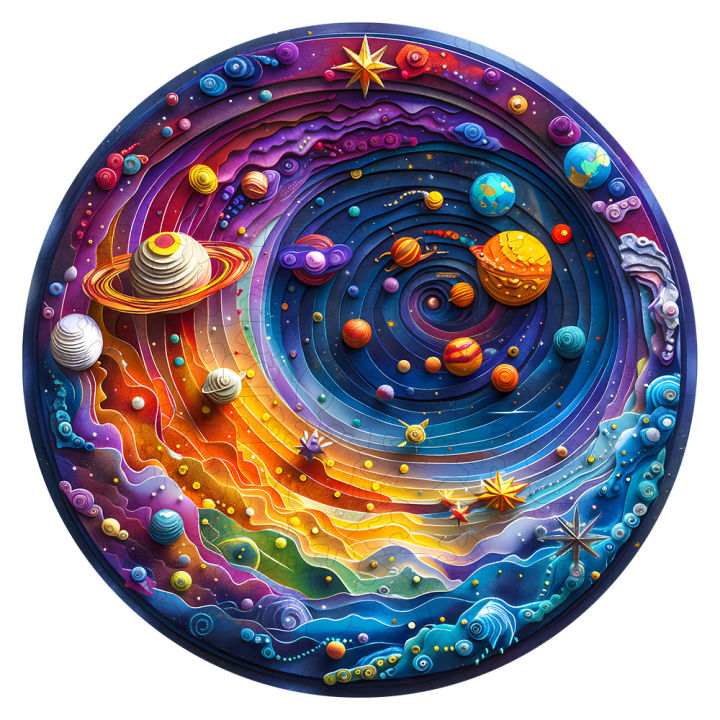 A Space Themed Wooden Puzzle Suitable For Adults - Challenging Irregular Shaped Intellectual Puzzle, Environmentally Friendly