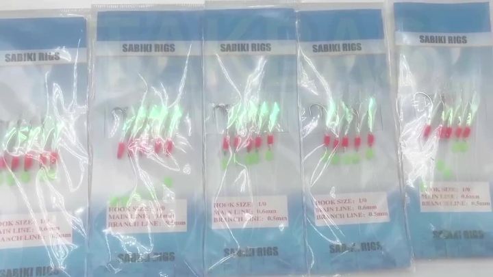 TAKBAS 1/3/5Packs Sabiki Rigs Saltwater, Fish Skin Mackerel Feathers Rigs, Sea Fishing Rigs with Luminous Beads Flasher Rig