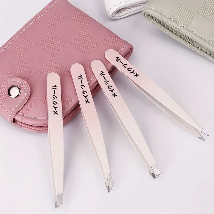 4pcs%20Stainless%20Steel%20Gradient%20Color%20Tweezers%20Set%20-%20Precision%20Curved%20Eyebrow,%20Beard,%20and%20Mustache%20Hair%20Removal%20-%20Comfort%20Grip,%20An%20-%20Image%204