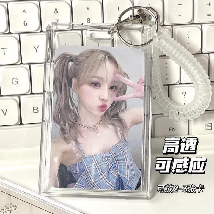 Acrylic  Photo Card Holder Anti-lost Keychain 3 Inch INS White Idol Protective Case Bag Bus Cards Sleeves Supplis