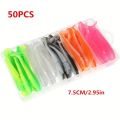 50pcs/box Soft Fishing Lure with T Tail Spinner and Paddle Tail Worm Bait - Ideal for Catching Carp and Bass in Freshwater - Hig.