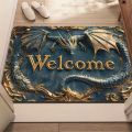 Dragon Patterned Gold Door Mat for Camping Outdoor Mats Floor Mat Bedroom Carpets At The Entrance of The Bedroom and Living Room. 