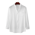 Autumn New Men Plain Cotton And Linen-Blend Loose Lapels Long-Sleeved Casual Cardigan Beach Shirt. 