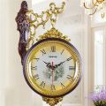 Double-Sided Hanging Wall Clock with Adjustable Angle, PVC Plastic Shell, 45cm Height. 