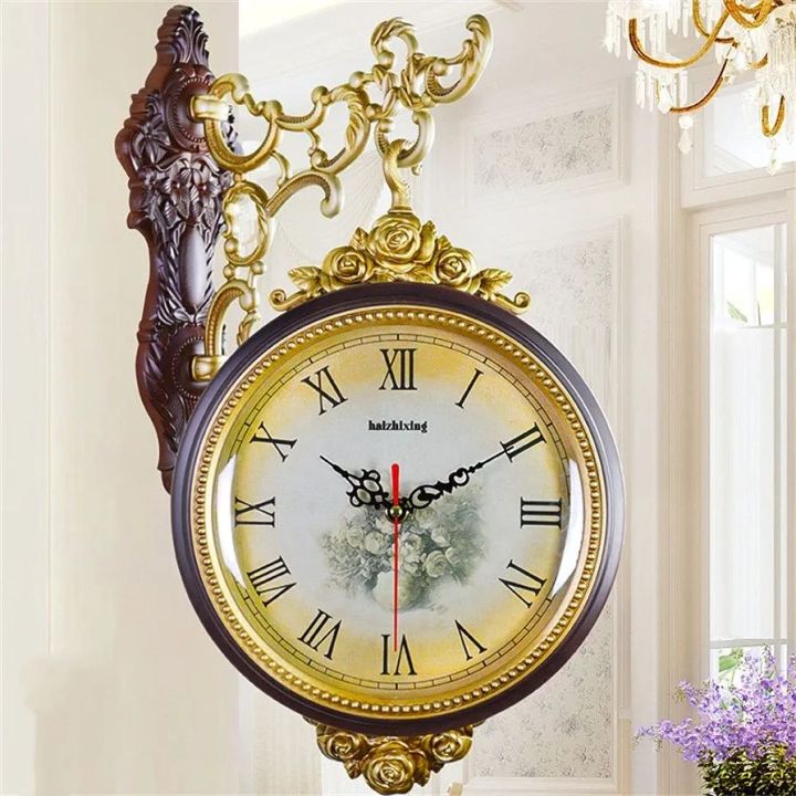 Double-Sided Hanging Wall Clock with Adjustable Angle, PVC Plastic Shell, 45cm Height