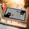 VIKAMA Welcome Mat Gray Outdoor Carpet Black Cat Carpet Crystal Velvet Non-Slip Mat Rug For Bedroom Living Room Carpet. 