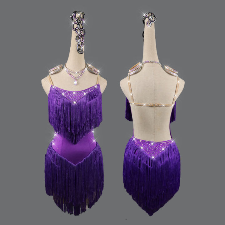 Latin%20Dance%20Dress%20Sling%20fringe%20Skirt%20Diamond%20Competition%20Clothing%20High-End%20Custom%20Adult%20Child%20Professional%20Performance%20Clothes%20-%20Image%203