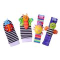 4Pcs Baby Toy 0-12 Months Baby Rattles Toys Animal Socks Wrist Strap + Rattle Baby Foot Socks Bug Wrist Strap Baby Socks New. 