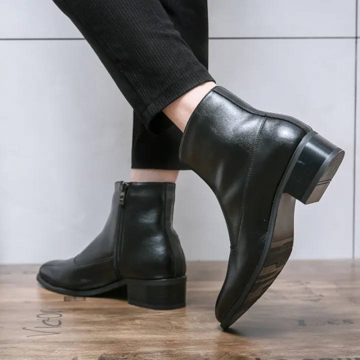 Men%20High%20Top%20Boots%20PU%20Solid%20Color%20Simple%20Fashionable%20Comfortable%20Men%20High%20Heels%20Boots%20-%20Image%206