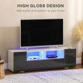 BM-MART High Gloss TV Unit Cabinet for TVs up to 60" with LED Lights, TV Stand with Storage Shelves. 