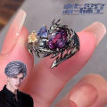 Game Love and Deepspace Sylus Cosplay Ring Adjustable Alloy Finger Rings Flower Decoration. 