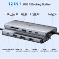 MOKiN 12 in 1 USB C Hub Triple Display Dual HDMI Adapter,Docking Station with VGA,RJ45,100WPD,USB3.0,For Macbook/HP/Dell usb hub. 