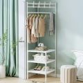 2 in 1 Corner Clothes Rack Nightstand Coat Rack Storage Bedroom Clothes Stand Organizer Night Table Storage Shelf Clothing Racks. 