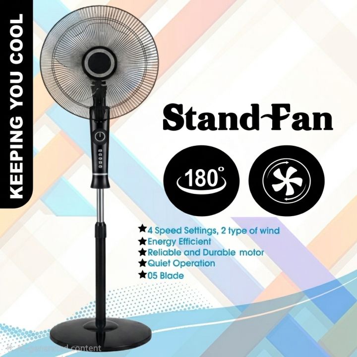 High Speed 16 Inch Stand Fan 5 Blade