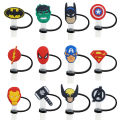 Marvel DC superheroe Straw Cover Cap for Reusable Drinking Dust Cap Glas Cup Accessories,Straw Toppers 10mm Silicone Straw Cover. 