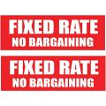 Pack of 2 Fixed Price No Bargaining Sign Sticker Red White 11.8x3.9 inch. 