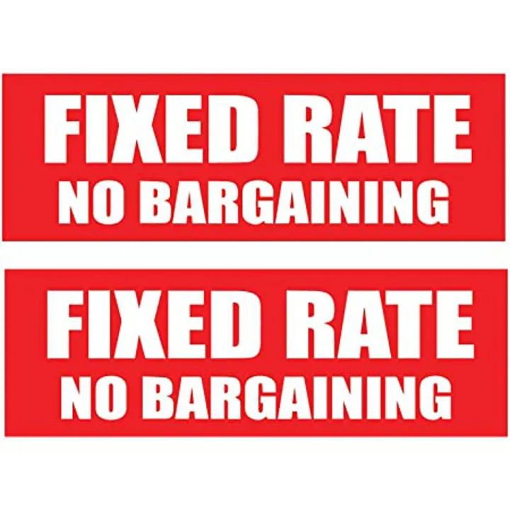 Pack of 2 Fixed Price No Bargaining Sign Sticker Red White 11.8x3.9 inch