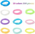 100 pieces of silicone jelly bracelets, glowing 80s hairbands, multi-color rainbow silicone wristbands, Valentine's Day bracelet. 