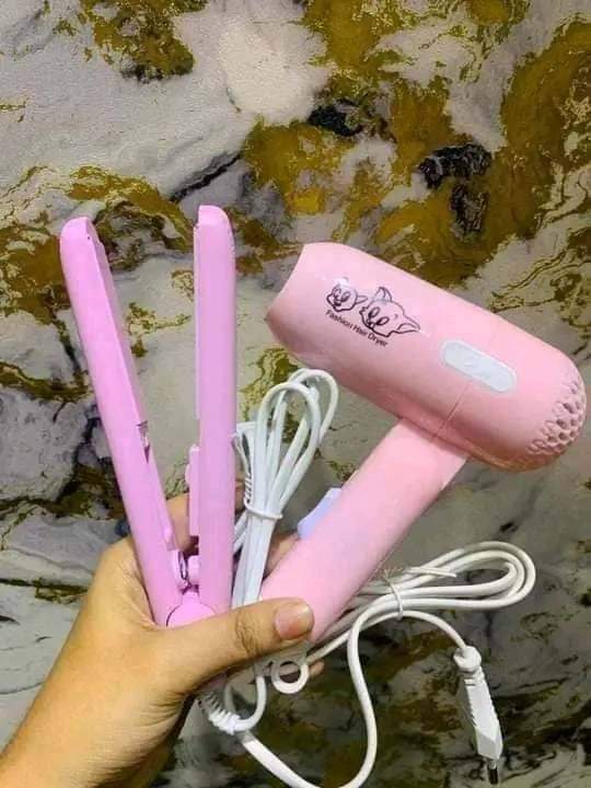 mini hair straightener and mini hair dryer combo