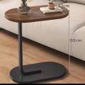 C Shaped Side Table, Modern End Table for Small Spaces, Minimalist Couch Side Tables with Metal Leg, Wood Coffee Table for Sofa and Bed. 
