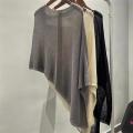Women's Asymmetric Knit Cape Sheer Soft Knitted Poncho Pullovers Korean Fashion Spring Summer Lightweight Cover Up Outfit. 